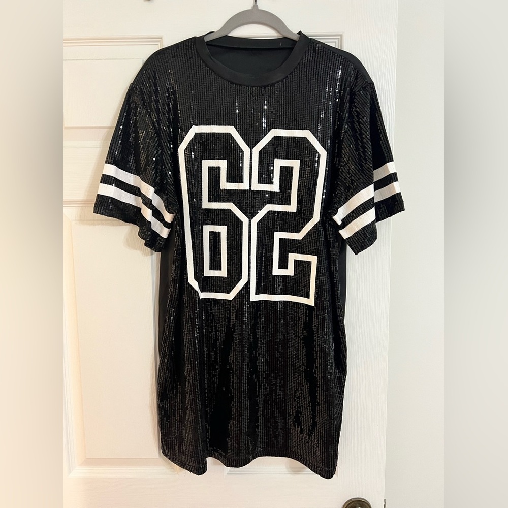 PORRCEY Juniors Short Sleeve Sequin Funny Dress Shirts